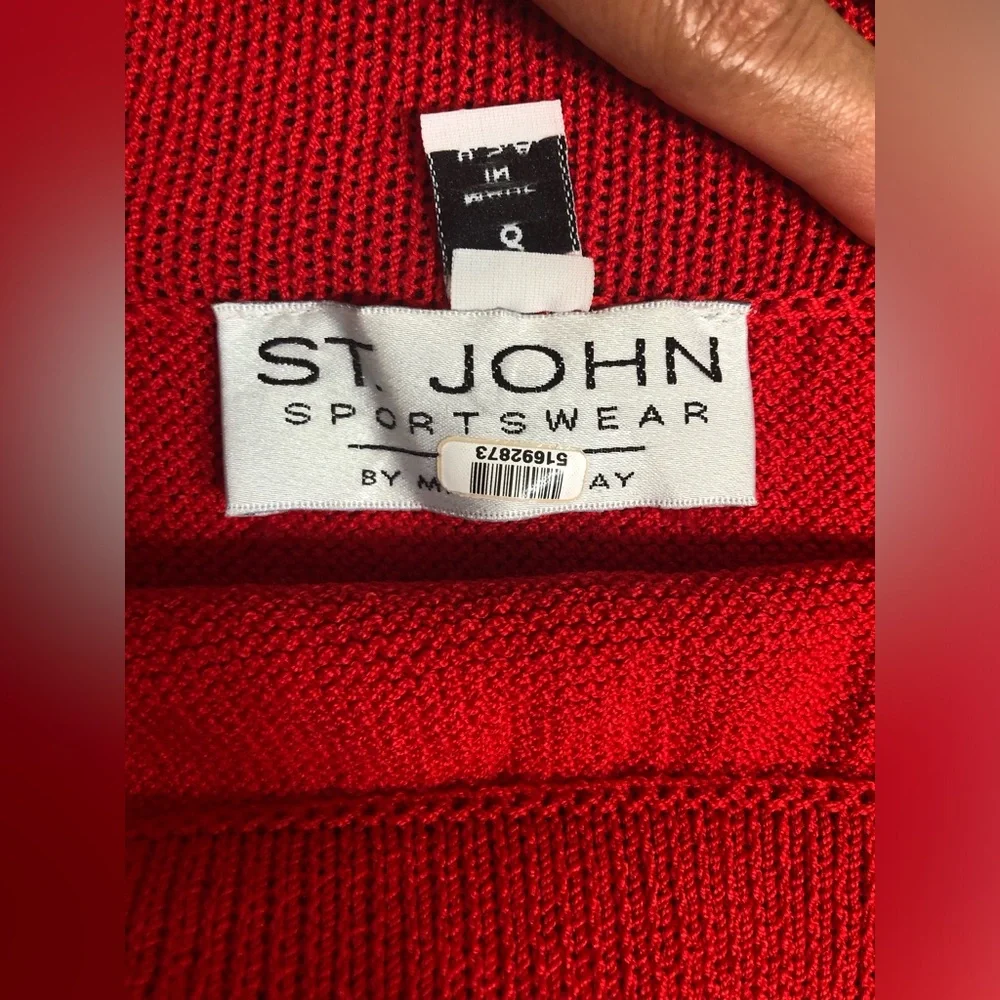 St. John Vibrant Red Knit Pencil Skirt